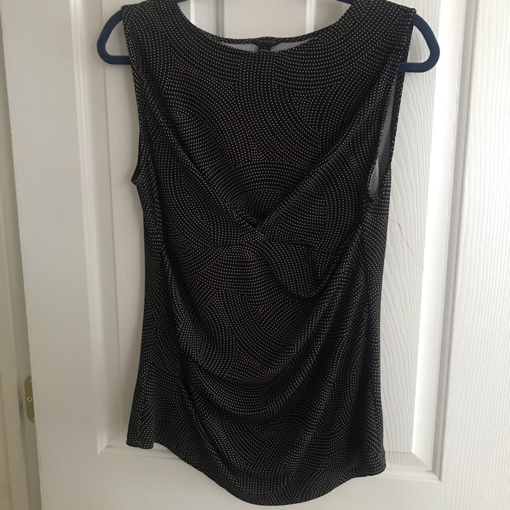 Ann Taylor Large Sleeveless Black Polka Dots Top